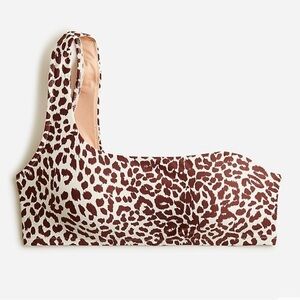 One shoulder bikini swim top Ladies size 3x Leopard print brown